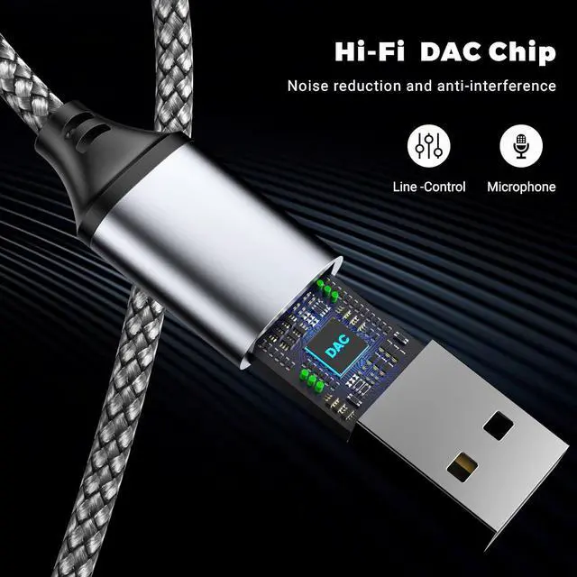 Alt view image 8 of 12 - USB to 3.5mm Jack Audio Adapter USB to Audio Aux Cable External Stereo Sound Card USB to 3.5mm TRRS Female Headset for PS4/PS5/Headphone/Mac/Linux/Laptop/Desktops/Docking Station