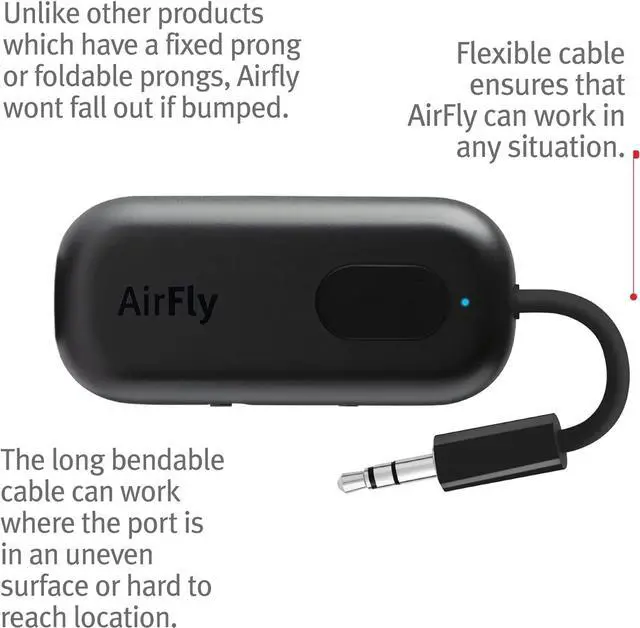 Alt view image 13 of 14 - Twelve South AirFly Pro Bluetooth Wireless Audio Transmitter/Receiver for up to 2 AirPods/Wireless Headphones; Use with Any 3.5 mm Audio Jack, Black