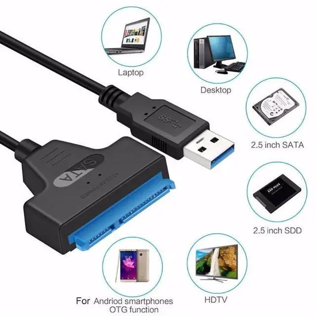 Alt view image 6 of 10 - To USB Cable Adapter 2.5 Inch HDD Ide USB 3.0 Laptop 22 Pin III Cable External Hard Drive Cables SSD Connector