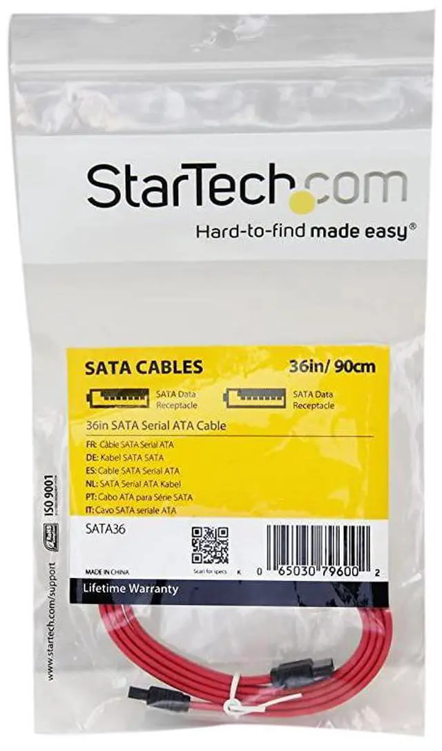 Alt view image 4 of 4 - com 36in SATA Serial ATA Cable SATA cable Serial ATA 150 SATA F to SATA F 3 ft red SATA36