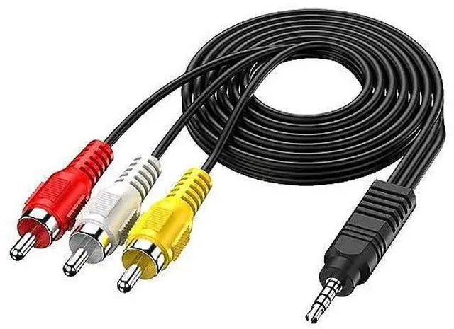 Alt view image 2 of 2 - 3.5mm to RCA Camcorder Handycam AV Audio Video Output Cable, 1/8" TRRS to 3 RCA Male Plug AUX Cable Cord for TV,Smartphones,MP3, Tablets,Speakers,Home Theater - 5ft