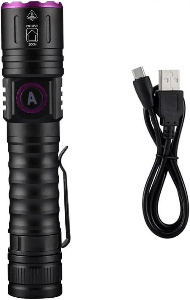 Alt view image 14 of 14 - ALONEFIRE SV87 365nm UV Flashlight Zoom 5W Type C USB Rechargeable Black Light Money Detector for Resin Curing, Pet Urine Detection, Scorpion, Fishing, Minerals, Leaks, Cure Glue with Battery