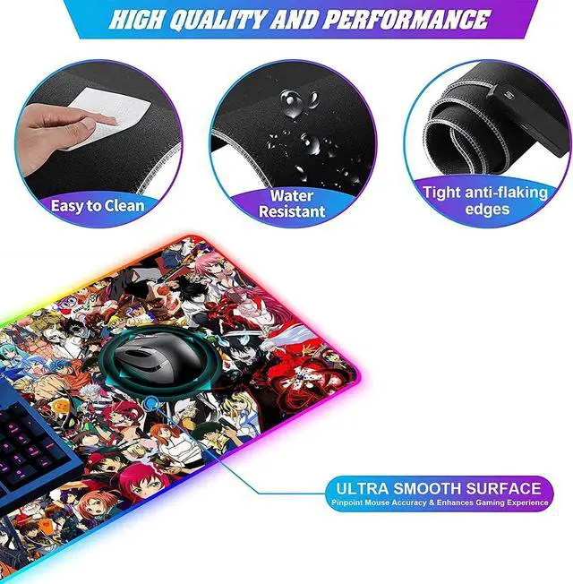Alt view image 11 of 14 - RGB Mouse Pad Japanese Anime Characters Crossover Custom Mousepad with Non-Slip Rubber Base,Large Gaming Desk Pad,LED Light Edges Mouse Mat,Computer Keyboard and Mice Pads for Office Game,35.4x15.7