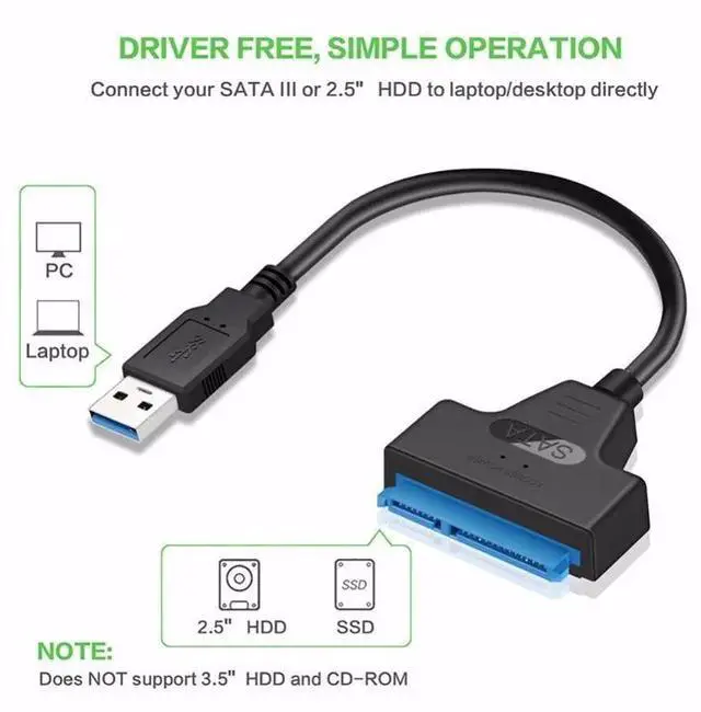 Alt view image 7 of 10 - To USB Cable Adapter 2.5 Inch HDD Ide USB 3.0 Laptop 22 Pin III Cable External Hard Drive Cables SSD Connector