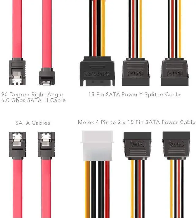 Alt view image 8 of 12 - SATA Cable, SATA Data Cable and SATA Power Splitter Cable