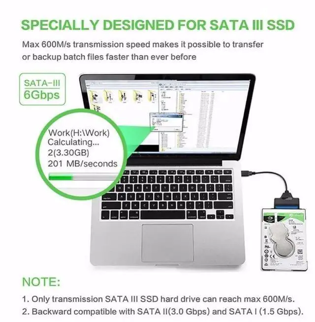 Alt view image 9 of 10 - To USB Cable Adapter 2.5 Inch HDD Ide USB 3.0 Laptop 22 Pin III Cable External Hard Drive Cables SSD Connector