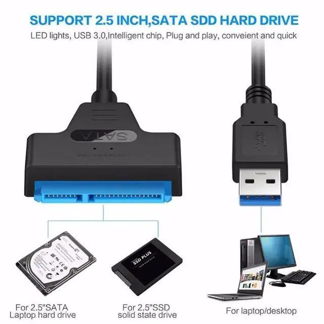 Alt view image 8 of 10 - To USB Cable Adapter 2.5 Inch HDD Ide USB 3.0 Laptop 22 Pin III Cable External Hard Drive Cables SSD Connector