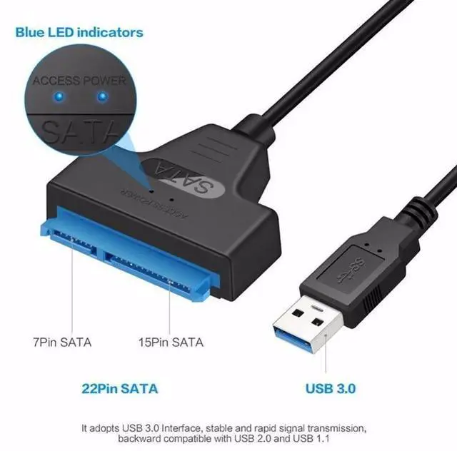Alt view image 10 of 10 - To USB Cable Adapter 2.5 Inch HDD Ide USB 3.0 Laptop 22 Pin III Cable External Hard Drive Cables SSD Connector
