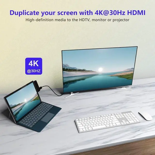 Alt view image 10 of 12 - Surface Go 3 Docking Station, 4 in 1 Microsoft Surface Go 3 Accessories with 4K HDMI + USB 3.0 Port Hub + 3.5mm Audio Adapter, USB Adapter for Surface Go 3/Go 2/Go