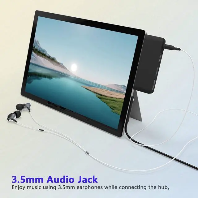 Alt view image 11 of 12 - Surface Go 3 Docking Station, 4 in 1 Microsoft Surface Go 3 Accessories with 4K HDMI + USB 3.0 Port Hub + 3.5mm Audio Adapter, USB Adapter for Surface Go 3/Go 2/Go