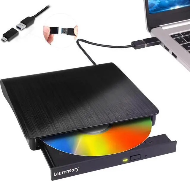 Alt view image 8 of 14 - External DVD Drive USB 3.0 Type-C USB Portable Player for Laptop CD DVD +/-RW Disk Drive CD ROM Burner Writer CD/DVD Burner Reader Compatible with Desktop Windows Linux OS Apple MacBook