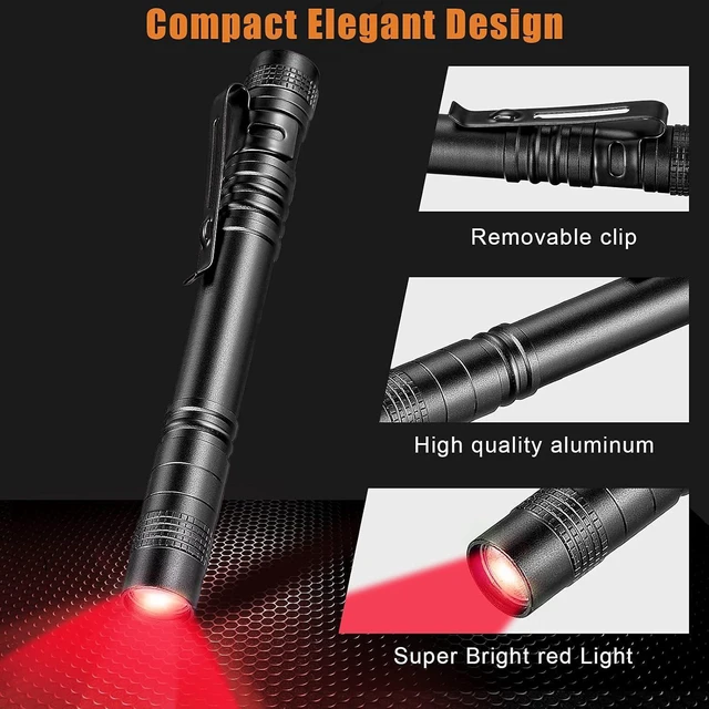 Alt view image 9 of 12 - Tuanse 4 Pcs Red Light Flashlight Red LED Flashlight Pen Light Bright Torch for Night Astronomy Aviation Observation Turtle Safe Beach