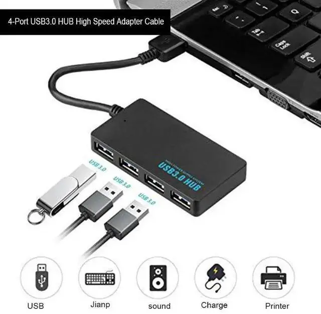 Alt view image 10 of 10 - 4-Port USB3.0 HUB High Speed Adapter Cable for Multi-device Computer Laptop computer peripherals