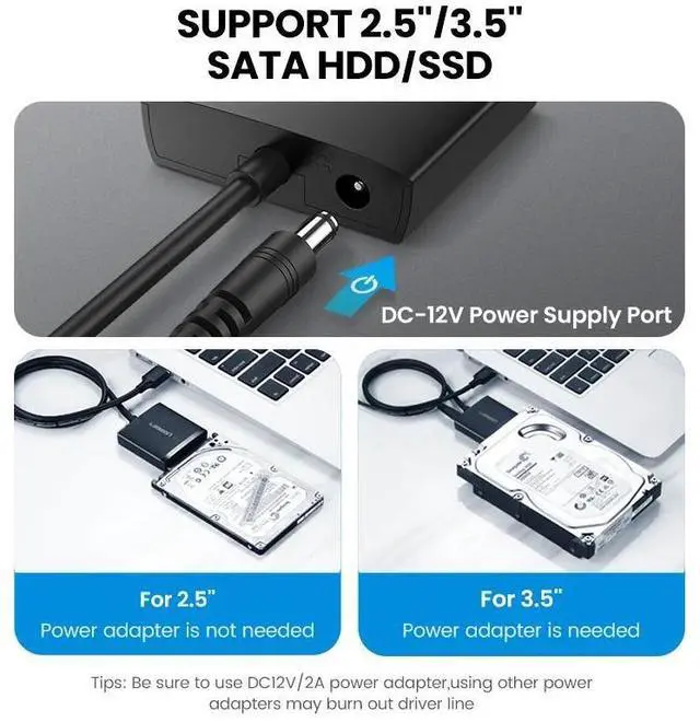 Alt view image 8 of 10 - SATA USB Adapter USB 3.0 2.0 to Sata 3 Cable Converter Cabo For 2.5 3.5 HDD SSD Hard Disk Drive Sata to USB Adapter