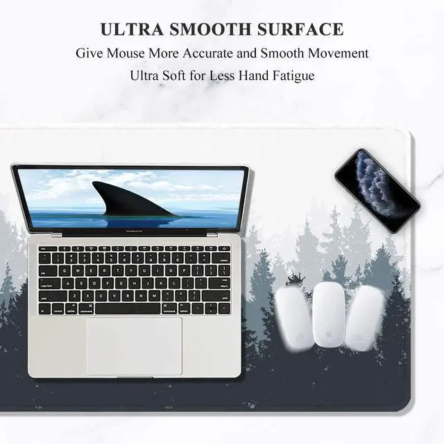 Alt view image 17 of 20 - Large Mouse Pad Full Desk XXL Extended Gaming Mouse Pad 35 X 15 Waterproof Desk Mat with Stitched Edge Non-Slip Laptop Computer Keyboard Mousepad for Office & Home Misty Forest Design