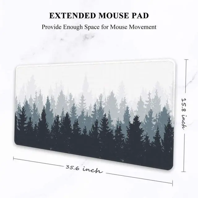 Alt view image 16 of 20 - Large Mouse Pad Full Desk XXL Extended Gaming Mouse Pad 35 X 15 Waterproof Desk Mat with Stitched Edge Non-Slip Laptop Computer Keyboard Mousepad for Office & Home Misty Forest Design
