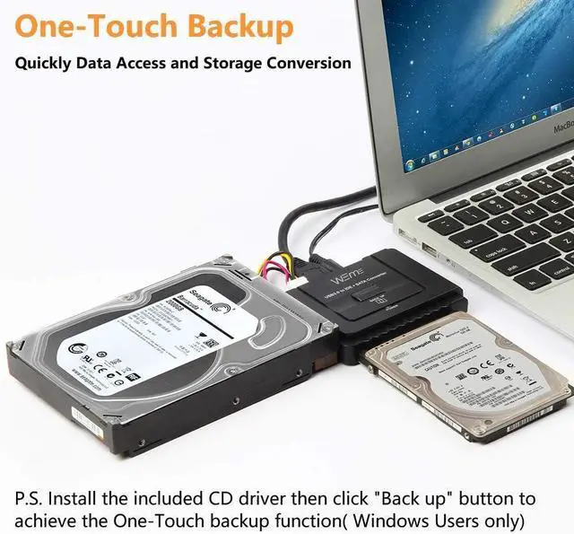 Alt view image 13 of 14 - USB 3.0 to SATA IDE Adapter with Universal 2.5 3.5 Hard Drive Disk Converter for HDD SSD and IDE HDD Support 12TB and One-Touch Backup Include 12V 2A Power Adapter and USB 3.0 Cable for Laptop