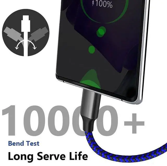 Alt view image 12 of 15 - USB C Cable 10ft 3 Pack USB C Charger Cable, USB A to USB C Charging Cable USB Type C Fast Charge Cord Compatible with Samsung Galaxy S20 S10 Note 9, Android Cell Phones and More- Black Blue Red