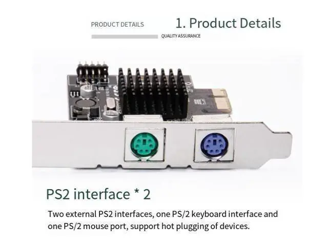 Alt view image 14 of 14 - PCI-E to PS/2 Adapter Card, PCIe PS/2 Round Port Keyboard Mouse Expansion Card, Plug & Play No Driver Required, MCS9990