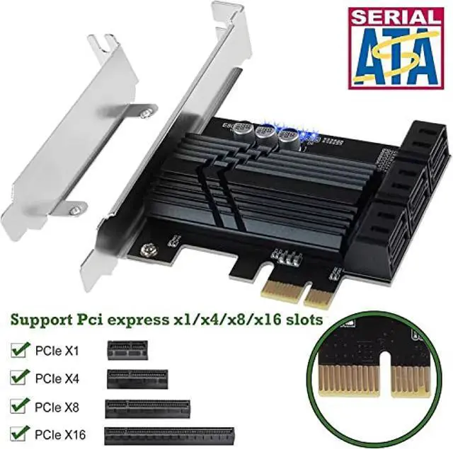 Alt view image 9 of 10 - ASM1166 PCIe X1 SATA Card 6 Ports, Non Raid, Joylifeboard PCIE SATA III Controller Expansion Card 6 Gbps, Support 6 SATA 3.0 Devices, PCIe SATA Card with 6 SATA Cables+Thin Bracket