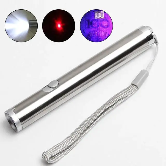 Alt view image 10 of 12 - Self Defense 3in1 / 2in1 Mini USB Rechargeable LED Laser UV Torch Pocket Pen LED Flashlight Camping Lanterna