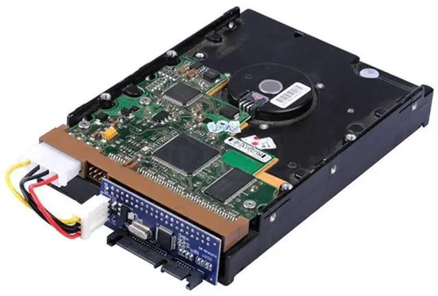 Alt view image 9 of 10 - 3.5" IDE to 2.5" 3.5" SATA HDD Adapter 40Pin IDE Male to 22pin SATA SSD Card with Molex 4Pin to floppy drive power supply cable