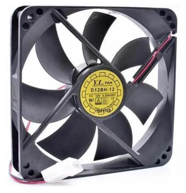 Alt view image 5 of 8 - YL D12BH-12 12cm 12025 120x120x25mm 120mm 12V 0.30A double ball chassis power supply cooling fan