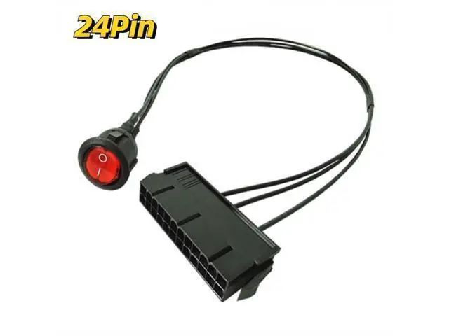 Alt view image 2 of 2 - 54cm Cable Copper Tin Wire 24-Pin Female ATX PSU PC Power Supply Starter Tester Start Up Jumper with ON/OFF Switch