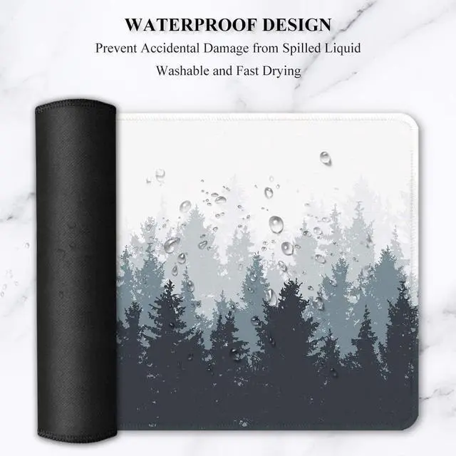 Alt view image 20 of 20 - Large Mouse Pad Full Desk XXL Extended Gaming Mouse Pad 35 X 15 Waterproof Desk Mat with Stitched Edge Non-Slip Laptop Computer Keyboard Mousepad for Office & Home Misty Forest Design