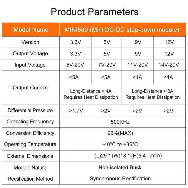 Alt view image 12 of 14 - 10PCS High Efficiency Output 3.3V 5V 9V 12V 5A Mini560 Step Down DC-DC Converter Voltage Regulator Buck Stabilized Power Supply Module (Output 3.3V)