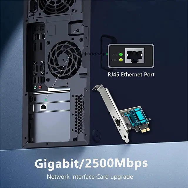 Alt view image 2 of 7 - 2.5GBase-T PCIE Network Card 2500/1000/100Mbps PCI Express Gigabit Ethernet Adapter, Network Adapter for PC, Supported Windows 11/10/8/7 and Mac 10.7 (Above)