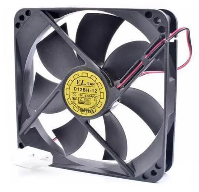 Alt view image 8 of 8 - YL D12BH-12 12cm 12025 120x120x25mm 120mm 12V 0.30A double ball chassis power supply cooling fan