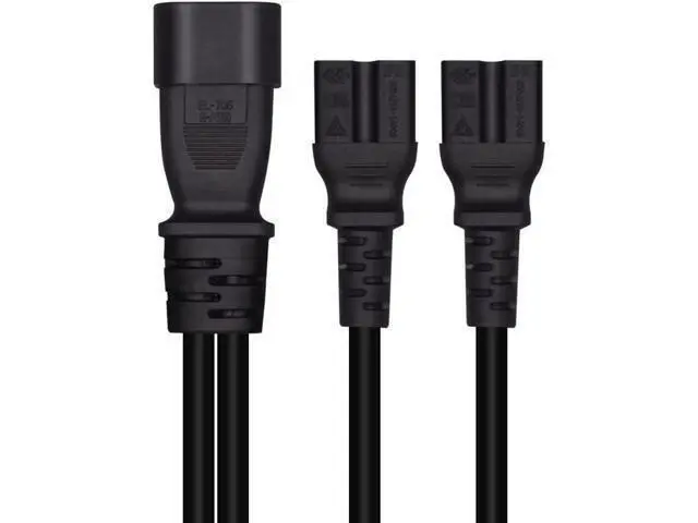 Alt view image 7 of 10 - 1FT C14 Male PDU Style Computer Power Extension Cable Y Splitter Power Plug Cord (C14 to 2XC15)