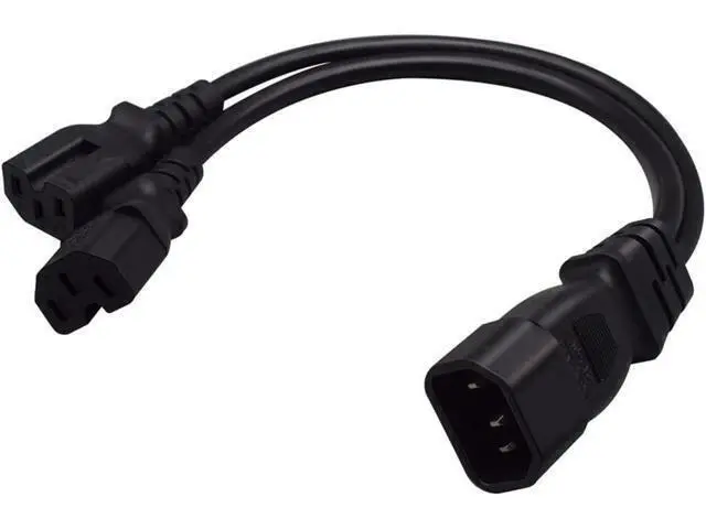 Alt view image 10 of 10 - 1FT C14 Male PDU Style Computer Power Extension Cable Y Splitter Power Plug Cord (C14 to 2XC15)