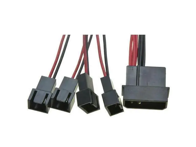Alt view image 2 of 2 - Molex IDE Male Port 1 to 4 ways 3Pin Fan Male port Cable D plug to3 Pin cooler Y Splitter Power supply Cable 12V