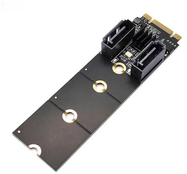 Alt view image 2 of 2 - FOR NGFF M2 NVME to SATA3.0 6Gb Card Adapter M.2 Key-M PCIE NVME to Dual SATA 3.0 Expanion Card Riser Converter JMB582 PCIE 3.0 Chip