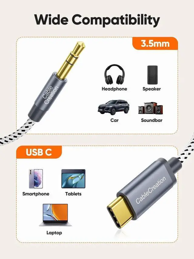 Alt view image 13 of 14 - 6FT USB C to 3.5mm Aux Audio Cable, Type C to 3.5mm Headphone Car Stereo Cord Compatible with iPhone 15/16 Series, Samsung Galaxy S24/S23/S22, iPad Pro, Gray