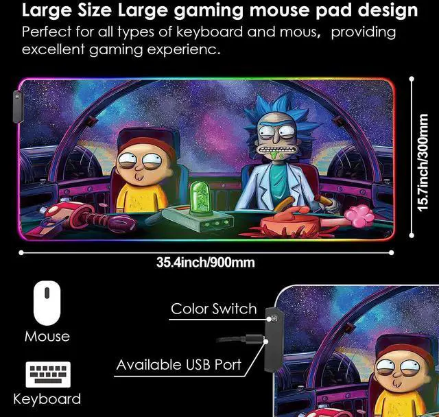 Alt view image 8 of 12 - RGB Mouse Pad LED Light Gaming Mouse Pad with Rubber Base Colorful Computer Carpet Desk Mat for PC Laptop (35.4 * 15.7 inch) (90x40rgfeidie)
