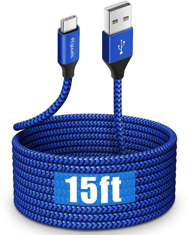 Alt view image 7 of 12 - etguuds USB C Cable 15ft, Extra Long USB Type C Cable Fast Charge USB-A 2.0 to USB-C Charger Cable, Premium Nylon Braided Charging Cord - Blue