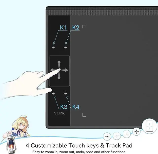 Alt view image 9 of 14 - Digital Graphics Drawing Tablet VEIKK A30, 4 Touch Keys 1 Touch Panel, Linux Support, 10x6 Inch Drawing Pad with 8192 Levels Battery-Free Pen Electronic Writing Tablet for PC/Android/Mac OS