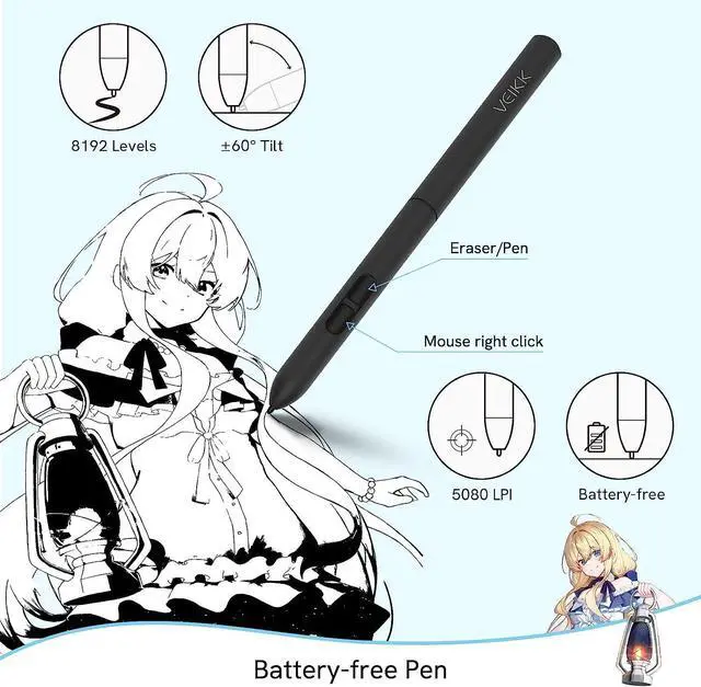 Alt view image 10 of 14 - Digital Graphics Drawing Tablet VEIKK A30, 4 Touch Keys 1 Touch Panel, Linux Support, 10x6 Inch Drawing Pad with 8192 Levels Battery-Free Pen Electronic Writing Tablet for PC/Android/Mac OS