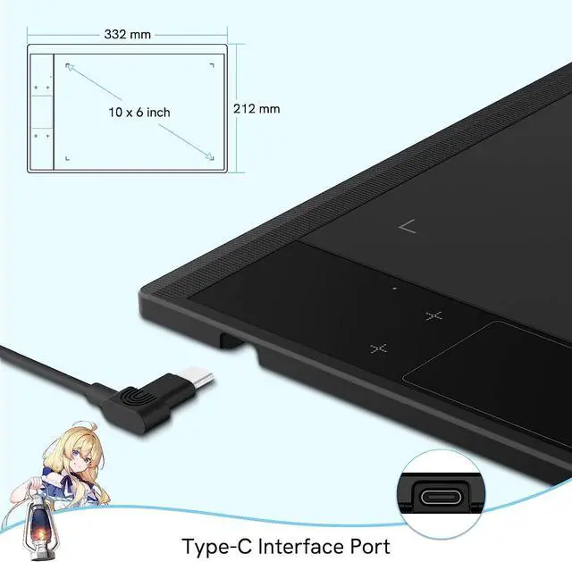 Alt view image 11 of 14 - Digital Graphics Drawing Tablet VEIKK A30, 4 Touch Keys 1 Touch Panel, Linux Support, 10x6 Inch Drawing Pad with 8192 Levels Battery-Free Pen Electronic Writing Tablet for PC/Android/Mac OS