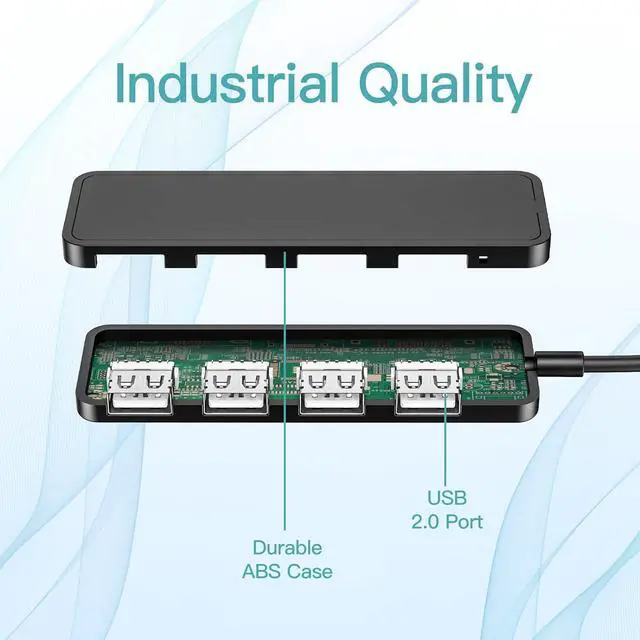 Alt view image 12 of 14 - USB Hub USB Splitter USB 4-Port Adapter USB Extender for for Laptop PC MacBook Mac Pro Mac Mini iMac Surface Pro and More (Black-USB 2.0/0.3m)