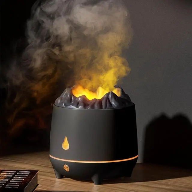 Alt view image 12 of 14 - 3D Flame LED Light Air Humidifier - 400ml Air Humidifier Essential Oil Diffuser with Flame Effect for Home, Office, Spa, Gym (BlacK)