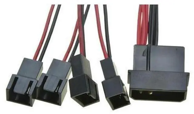 Alt view image 3 of 4 - FOR IDE Male Port 1 to 4 ways 3Pin Fan Male port Cable D plug to3 Pin cooler Y Splitter Power supply Cable 12V