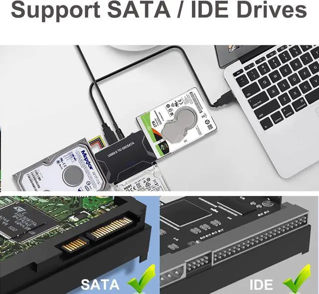 Alt view image 14 of 14 - SATA/IDE to USB 3.0 Adapter External Hard Drive Adapter Kit Recovery Reader Converter for Universal 2.5 3.5 HDD/SSD CD/DVD Optical Drives