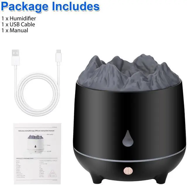 Alt view image 14 of 14 - 3D Flame LED Light Air Humidifier - 400ml Air Humidifier Essential Oil Diffuser with Flame Effect for Home, Office, Spa, Gym (BlacK)
