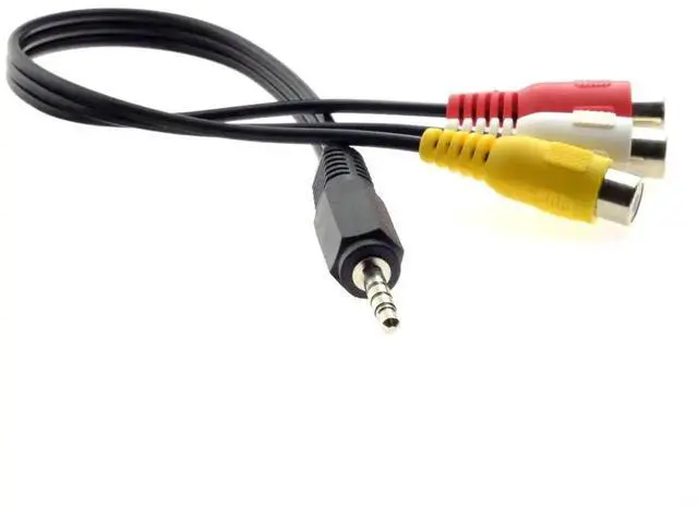 Alt view image 9 of 12 - 20cm 3.5mm 1/8" Male to 3 RCA Female AV Composite Cable, Car AUX Stereo Audio Video Converter Cord