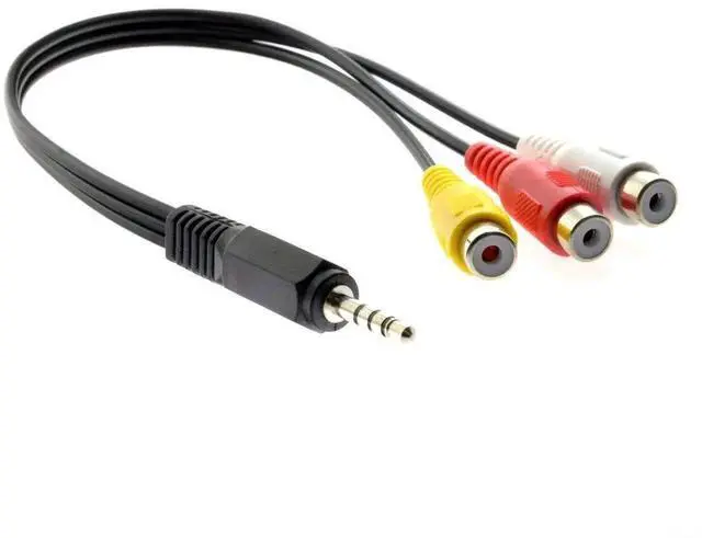 Alt view image 10 of 12 - 20cm 3.5mm 1/8" Male to 3 RCA Female AV Composite Cable, Car AUX Stereo Audio Video Converter Cord