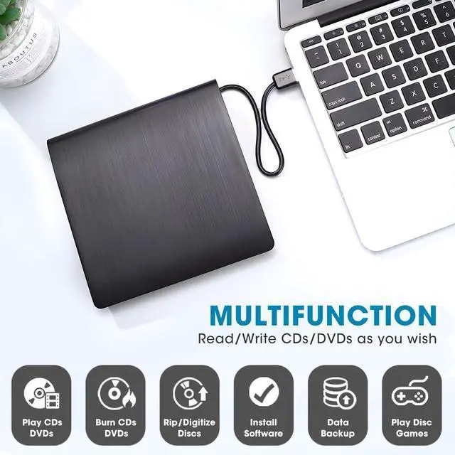 Alt view image 12 of 14 - External CD DVD Drive USB 3.0 Portable DVD & CD-ROM +/-RW Player Burner Reader Writer Rewriter Adapter Optical Disc Drive for Laptop PC Windows 11/10/8/7 Mac Linux Desktop Computer